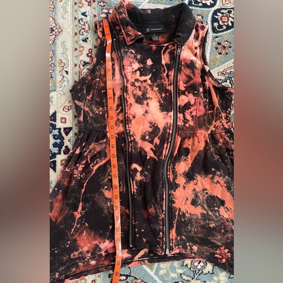 Moto Motorcycle Jacket Vest Bleach Dyed Goth Punk Grunge Upcycle Zippers Edgy S - Picture 10 of 11